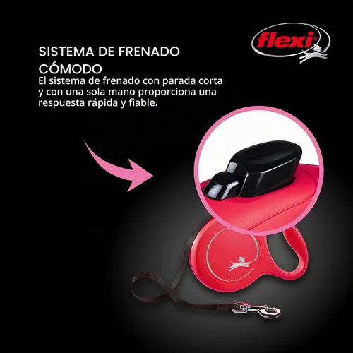 Vista 5 de Flexi - Correa retráctil clásica para perros, grande, 12 m, roja
