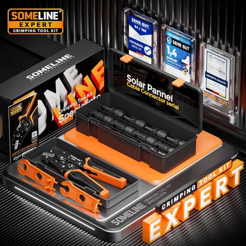 Vista 6 de Kit de herramientas de crimpado de conector solar SOMELINE, crimpador de 14-10 AWG para cable de panel solar con 6 pares de conectores solares
