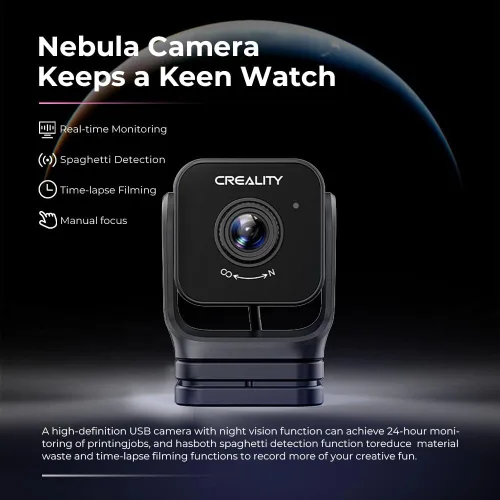 Vista 2 de Creality Cámara Nebula, cámara de impresora 3D para monitoreo en tiempo real las 24 horas, time-lapse, detección de spaghetti, compatible con Sonic