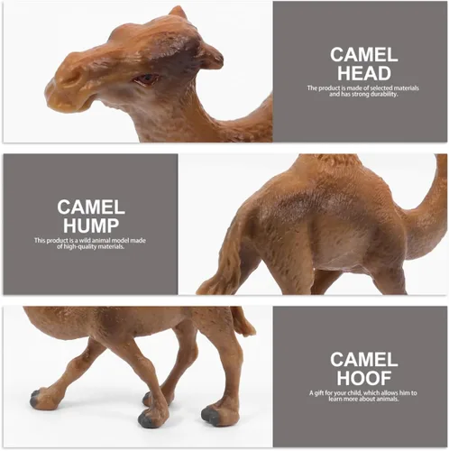 Vista 8 de Kisangel - Figura realista de camello de 4.33 pulgadas, juguete de animales del desierto de vida silvestre caqui, figura de juego educativo