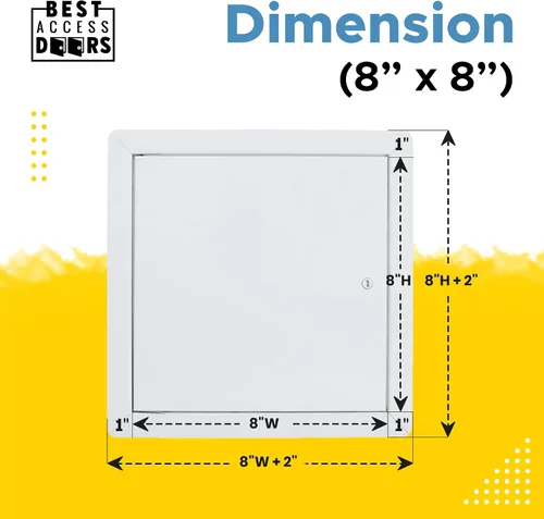 Vista 3 de Best BA-AHD - Panel de acceso de metal de 8 x 8 pulgadas con bisagra oculta, puerta de acceso de acero calibre 16 compatible con LEED para paneles