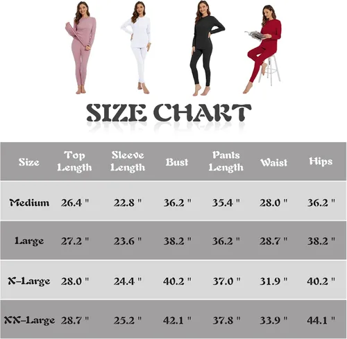 Vista 7 de Zando Conjunto de ropa interior térmica pesada para mujer, con forro polar, pantalones largos para mujer, capa base, ropa térmica de invierno