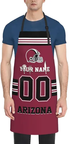Vista 2 de Delantales personalizados del estilo del fútbol, delantal personalizado de la cocina del nombre y del número, delantales impermeables modificados