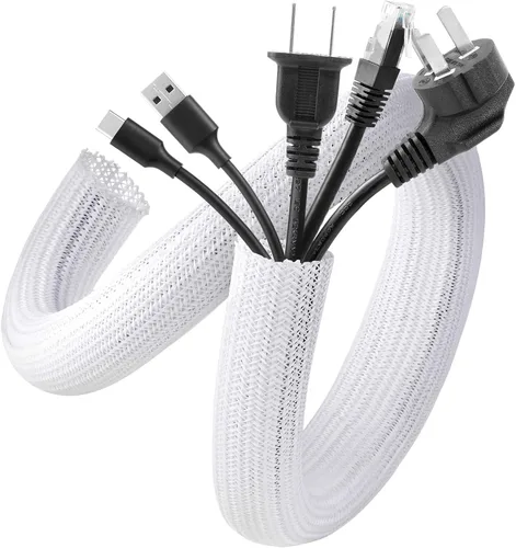 Vista 17 de AGPTEK Cable Sleeve, 10ft - 1 inch Cable Management Cord Hider, Black Negro
