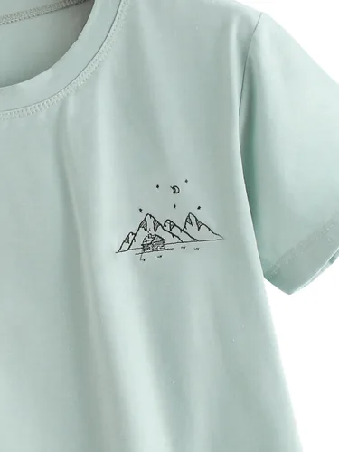 Vista 3 de MakeMeChic - Camisetas de manga corta casuales con estampado de letras para mujer