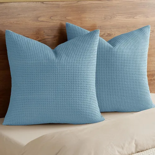 Vista 11 de PHF Funda de almohada 100% algodón con tejido de gofre, 22 x 22 pulgadas, sin relleno, paquete de 2 elegantes fundas de almohada cuadradas