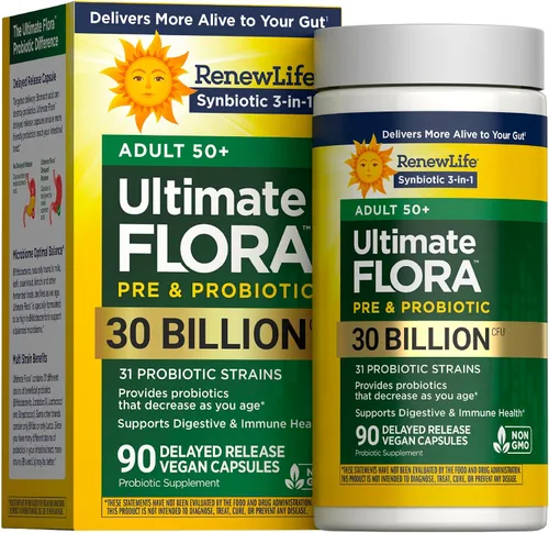 Vista 7 de Renew Life –Última flora para adultos 50 + Suplemento Probiótico de 30 mil millones, 90 unidades (Ex fórmula senior), 631257595607, 30, 1, 1