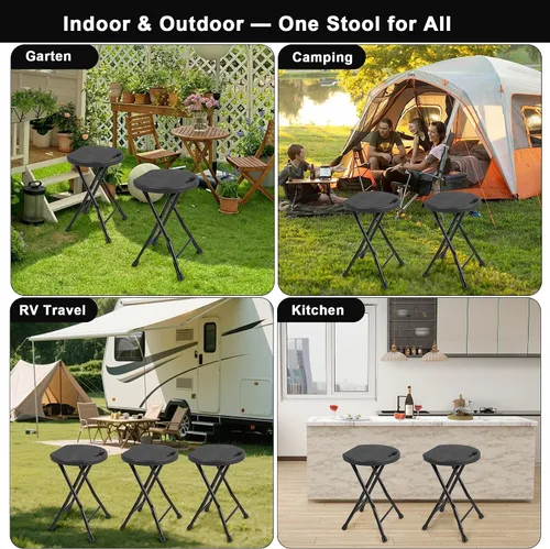 Vista 5 de COOZMENT Taburete plegable con asa, taburete de campamento portátil resistente de 550 libras, taburete plegable con pies antideslizantes