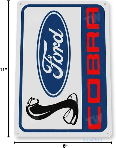 Vista 4 de Tinworld Letrero de estaño: Ford Cobra Racing Retro Garage Sign Auto Shop Ford Sign C684