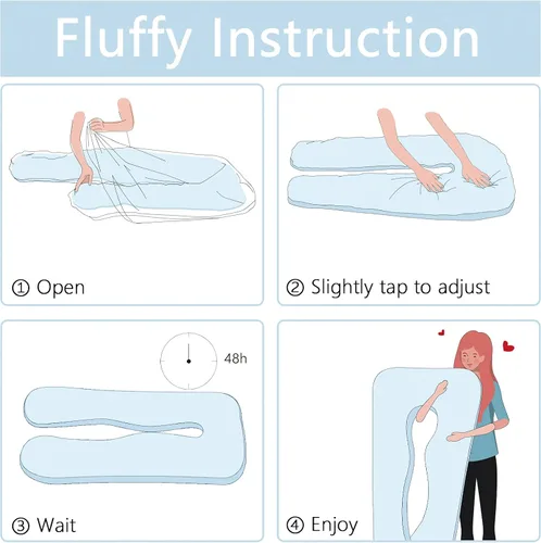 Vista 8 de QUEEN ROSE - Almohadas corporales refrescantes para embarazo, sedosas, en forma de U, tamaño de 55 pulgadas, para dormir, alivio del dolor de Azul