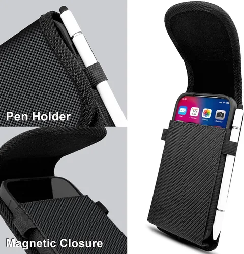 Vista 3 de PiTau - Funda para iPhone Plus, modelos Pro Max 17 16 15 14 13 12 11 Xs Max - Soporte de nailon resistente para cinturón de teléfono celular