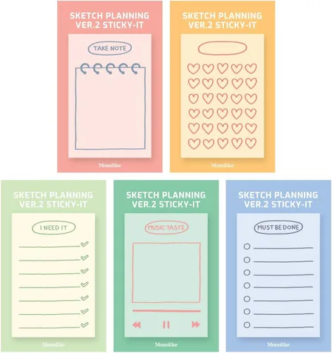 Vista 12 de Monolike Basic Line Blue Sticky-it - Juego de 6 blocs de notas autoadhesivos, 50 hojas