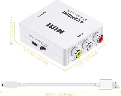 Vista 4 de Tmvel mini RCACVS 3 RCA video compuesto AV para convertidor HDMI para TV/PC/PS3/Blue-Ray DVD