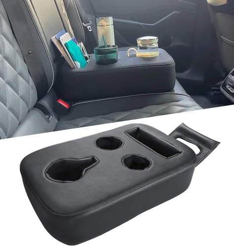 Vista 10 de Portavasos de Coche Mejorado con Correas de Seguridad Duales, Portavasos para Asiento Trasero de Coche, Portavasos de Camión de Cuero PU