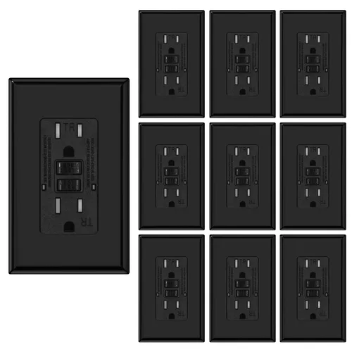 Vista 19 de Micmi Salida GFCI, receptáculo GFI resistente a manipulaciones con indicador LED, interruptor de circuito de falla de tierra de prueba automática