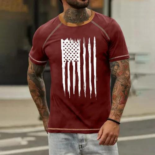 Vista 3 de Lmzaren Camisas patrióticas para hombre, camisetas patrióticas de la bandera de Estados Unidos, camiseta patriótica de manga corta para el 4