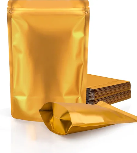 Vista 14 de FireKylin Paquete de 100 bolsas resellables con pie, bolsas a prueba de olores con cierre de cremallera de aluminio para embalaje