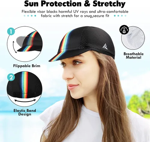 Vista 6 de Hikenture Cycling Cap for Men and Women,Bike Hat with Visor Summer Sun Hat