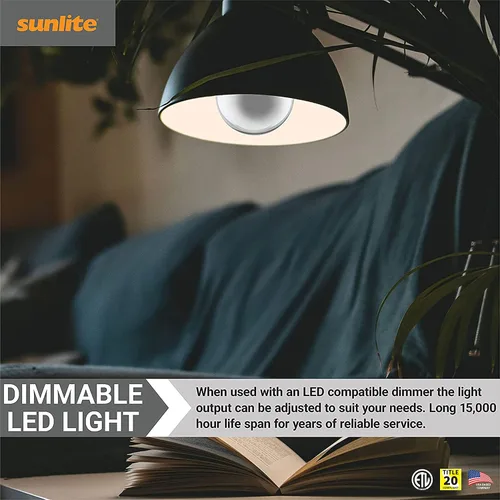 Vista 5 de Sunlite Bombilla LED G25 (G80) Edison de medio globo cromado, 6 vatios (60 W = ), base E26 estándar, 530 lúmenes, regulable, cuenco plateado