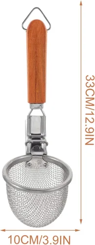 Vista 4 de Kichvoe Colador de fideos de acero inoxidable, cesta de pasta de malla, cesta de hervir espagueti, tamiz de malla de alambre fino, cuchara de araña