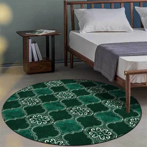 Vista 11 de HM&DX Alfombras de lujo ligeras 3D, modernas alfombras circulares abstractas de mármol, lujosas, lavables, antideslizantes, circulares, para sala