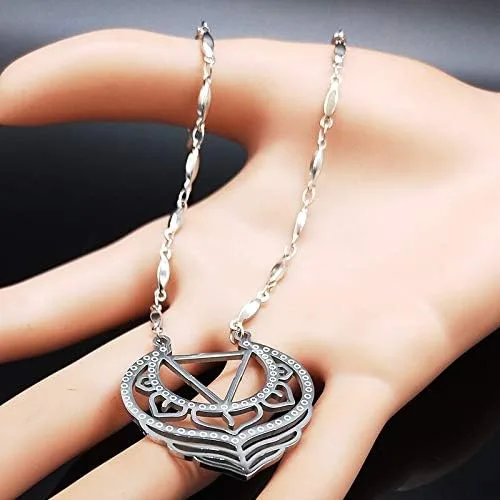 Vista 2 de 2024 New Stainless Steel Flower Necklace Women Feather Silver Color Necklaces Pendants Jewerly Bisuteria