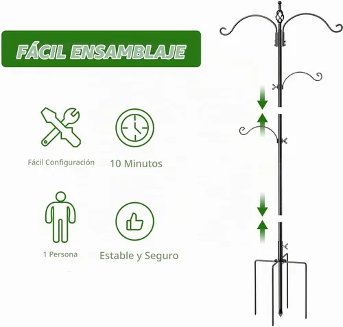 Vista 5 de Highpro - Estación de alimentación de aves – Soporte de múltiples ganchos de 63 pulgadas para observar atraer aves silvestres al aire libre, poste