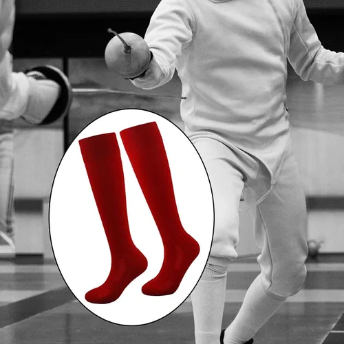 Vista 3 de Fancyes Calcetines de esgrima transpirables para absorción de sudor, equipo de esgrima, cómodos, atléticos, unisex, para juego de lámina de espada