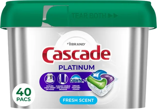 Vista 15 de Cascade Platinum Cápsulas para lavavajillas, detergente para lavavajillas, jabón detergente para platos, fresco, 12