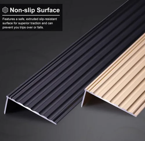 Vista 4 de ZIMGOD Tira protectora de borde de metal, borde antideslizante para escaleras, umbral de tira de transición en forma de L, borde de vinilo laminado