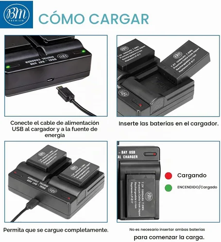 Vista 4 de BM 2 LP-E17 Baterías y cargador de batería de doble bahía para Canon PowerShot V1, Rebel EOS R8, EOS R10, EOS R50, R50 V, EOS R100, EOS RP, EOS M6