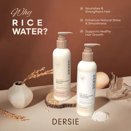 Vista 2 de Champú y acondicionador para el crecimiento del cabello con agua de arroz: con biotina y cafeína para cabello ralo - Mujeres y hombres