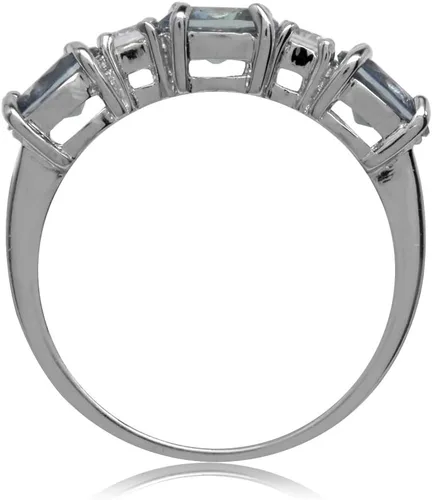 Vista 4 de Silvershake 3 Stone White Gold Plated 925 Sterling Silver Ring