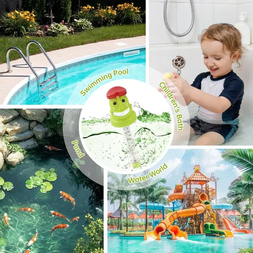 Vista 5 de Termómetro flotante para piscina, pantalla grande con cuerda fácil de leer, resistente a roturas, termómetro de temperatura del agua para piscinas