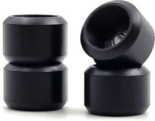 Vista 4 de SPITBOARDS Fingerboard Pro Ruedas con rodamientos de bolas reales, calidad profesional de poliuretano CNC, forma de ruedas de calle (negro)