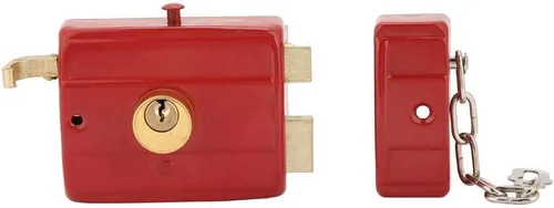 Vista 9 de Cerradura de seguridad roja resistente de la puerta delantera de la puerta de 1.772 in-2.165 in con llaves