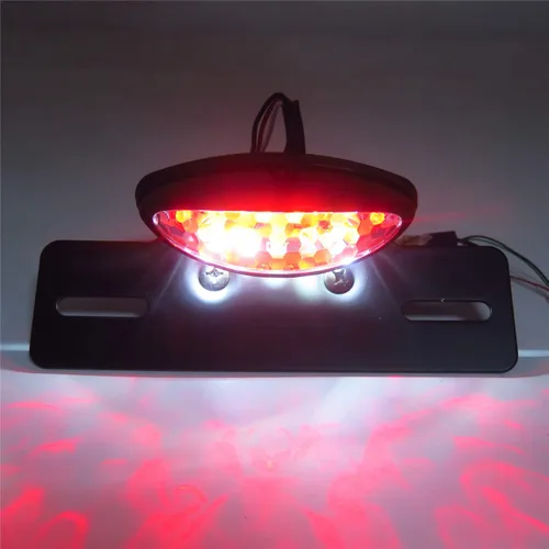 Vista 5 de HONGK - Placa eliminadora de guardabarros con luz trasera integrada LED negra transparente para motocicleta, compatible con Harley Yamaha, Suzuki