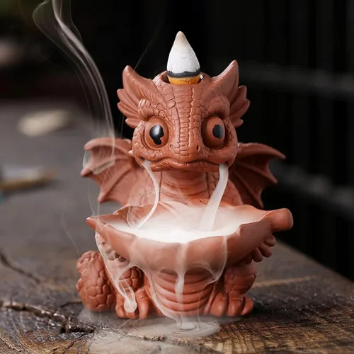 Vista 7 de Creative Dinosaur Backflow Incienso Burner Humo Cascada Zen Room Incienso Joss Aromaterapia Incienso Titular