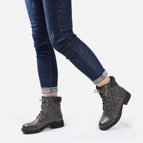 Vista 2 de STQ Botas de combate con cordones para mujer