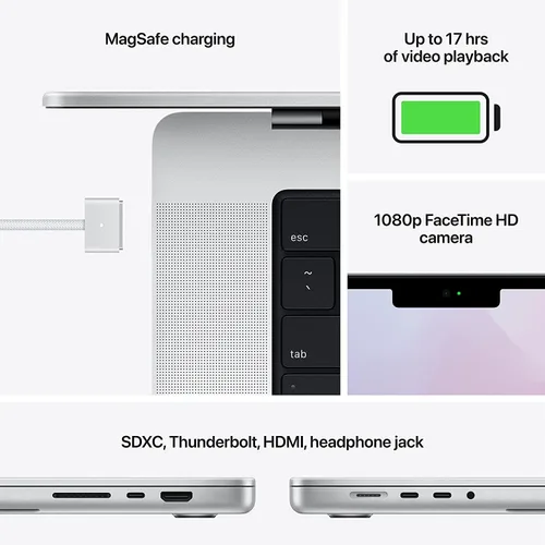 Vista 4 de Apple MacBook Pro 2021 con chip Apple M1 Pro, 14 pulgadas, 16 GB de RAM, almacenamiento SSD de 1 TB, plateado (renovado)
