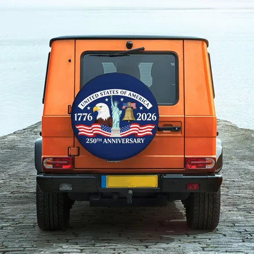 Vista 5 de 250 Anniversary of US Spare Tire Cover Dust-Proof UV Sun Wheel Covers Fit for Trailer, RV, SUV and Many Vehicle 14 inch Wheel