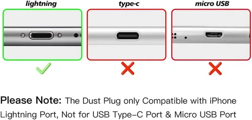 Vista 7 de 20 tapones antipolvo para iPhone 14, 14 Pro Max, 13, 13 Pro Max, 12, 12 Pro Max, 11, 11 Pro, X, XS, XR, 8, 7, iPhone Lightning puerto de carga