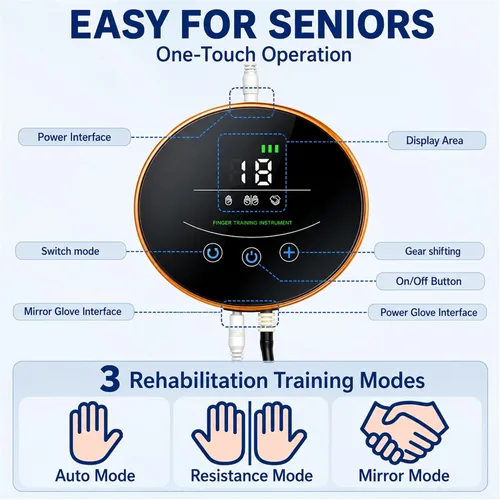 Vista 4 de Rehabilitation Robot Gloves for Stroke Recovery, Auto Finger Exerciser for Assisted Hand Training and Hand Function Rehabilitation