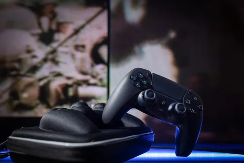 Vista 3 de Controlador inteligente de fuego rápido compatible con el controlador personalizado PS5 todos los juegos de disparos y más negro medianoche FPS