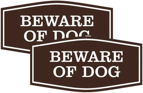 Vista 19 de All Quality Fancy Beware of Dog Letrero Material duradero Señales de seguridad para el hogar Fácil de instalar (negro/oro), mediano, 1 paquete