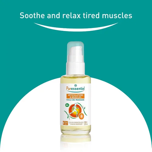 Vista 2 de Puressentiel Aceite de masaje orgánico relajante muscular con árnica y gaulteria – Aceite de aromaterapia para tensión muscular – Sin alcohol, a