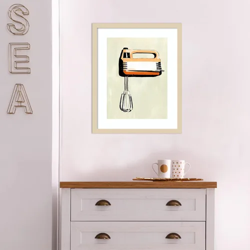 Vista 4 de Amanti Art Lienzo decorativo para pared enmarcado de 21 x 17 pulgadas, aparato de cocina retro III por Annie Warren, arte de pared de cocina