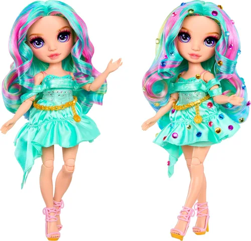 Vista 3 de Rainbow High Be Dazzling Fashion Dolls - Celine Turquesa (Azul Verde) con herramienta Bedazzler y gemas brillantes