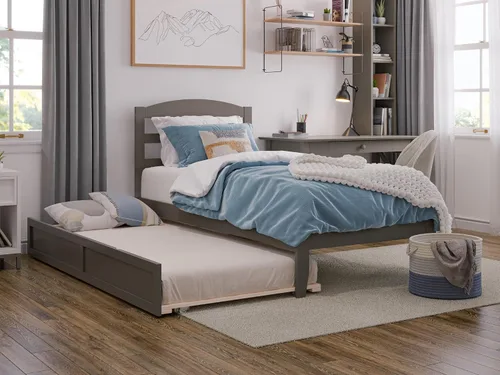 Vista 24 de AFI, Warren - Cama de plataforma matrimonial con cama nido individual, color espresso