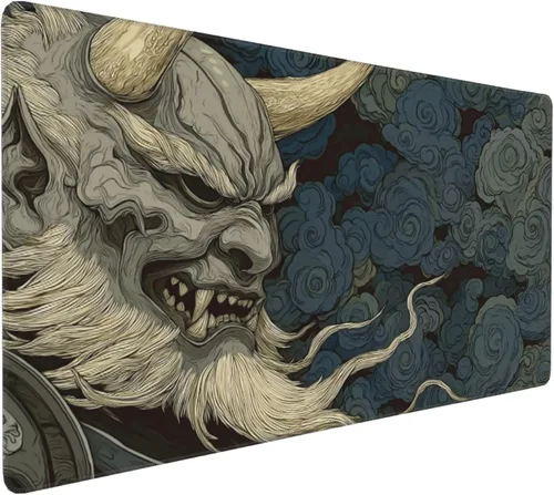Vista 11 de Alfombrilla extendida para mouse, diseño de paisaje de pintura de tinta china, 35.4x15.7 pulgadas, tapete para teclado de juegos con bordes cosidos